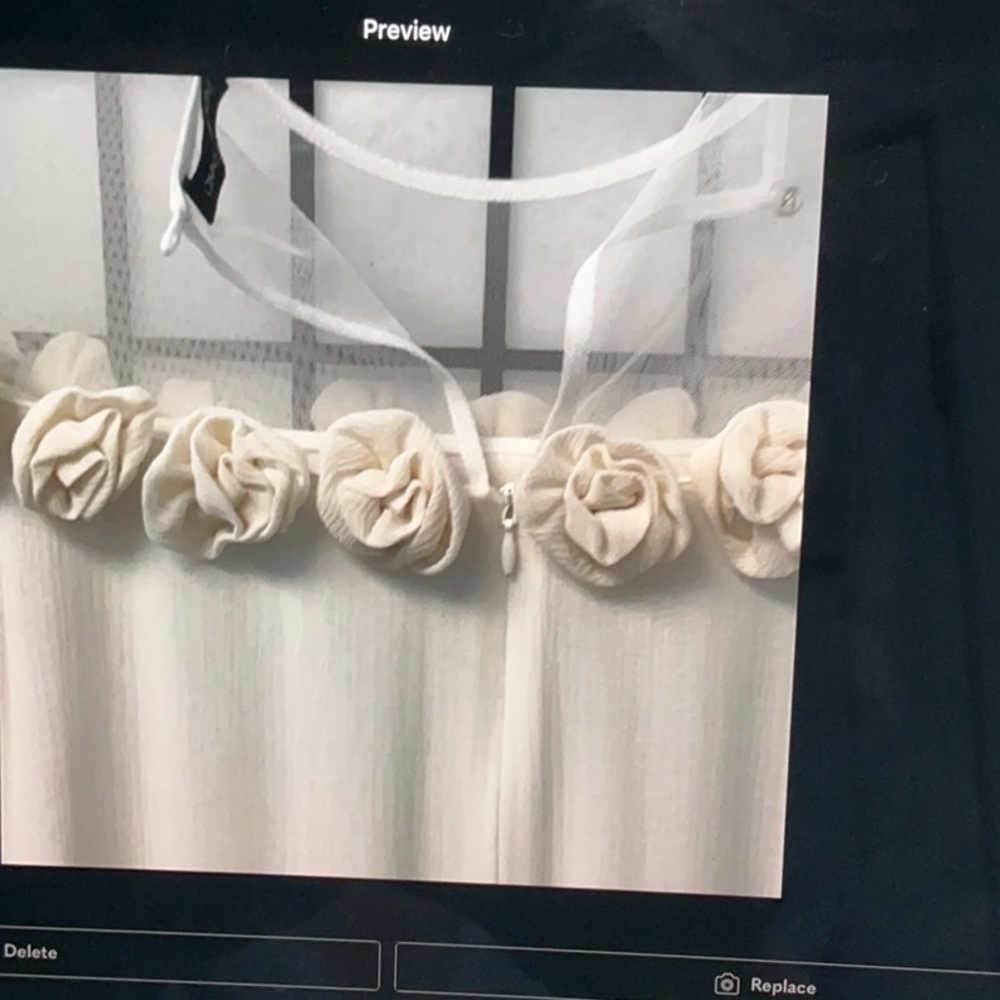 Cream Off-the-Shoulder Floral Trim Blouse - Picture 3 of 7